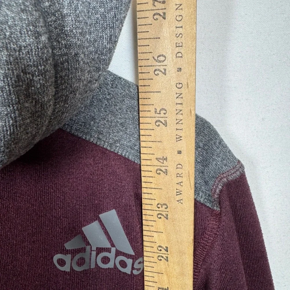 Adidas Ultimate Hoodie Mens Small Burgundy Gray Pullover Activewear‎